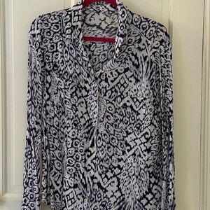 Lily Pulitzer navy button down blouse, large